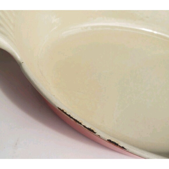 Vintage Le Creuset 24 Oval Au Gratin Cast Iron Casserole Baking Dish Orange Cook - Picture 8 of 10